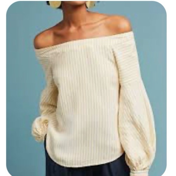 Maeve Sweaters - Maeve Anthropologie Clotille Off-The-Shoulder Blouse size 10